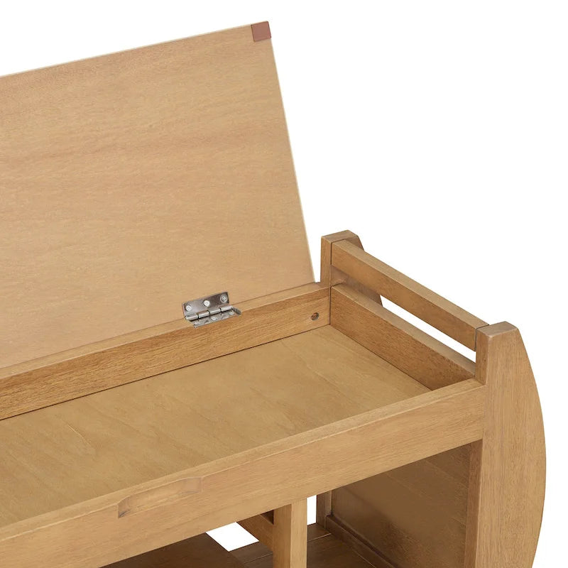 Banc de rangement rétro multifonctionnel avec coussin et panneau latéral incurvé pour l’entrée et le salon