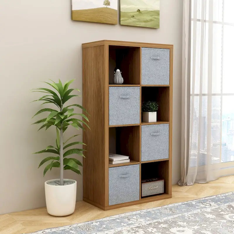 8-Cube Open Storage Organizer Bookcase 2x4 Grid Vertical Horizontal Display White