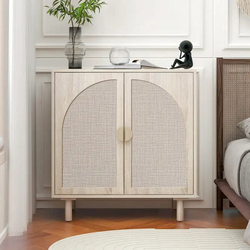 Rattan Storage Cabinet with Adjustable Laminates