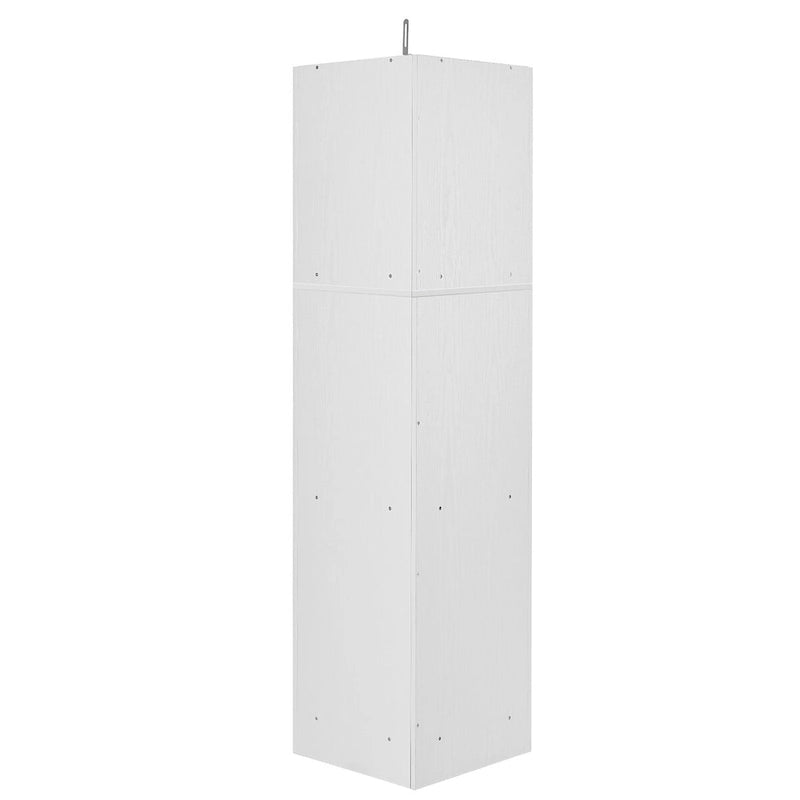 Tall Corner Storage Cabinet Open Shelves Double Door White Wood Grain